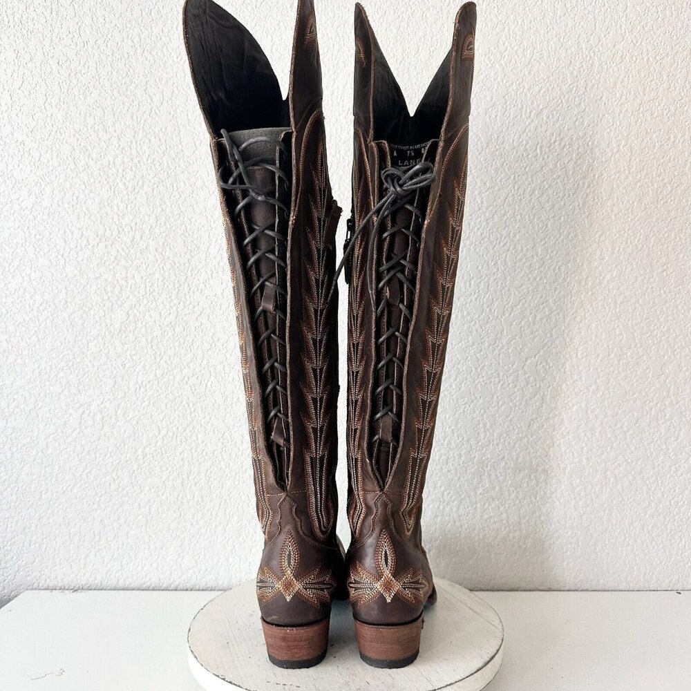 Lane Boots Over The Knee Corset Lexington- Cognac - Picture 3 of 15